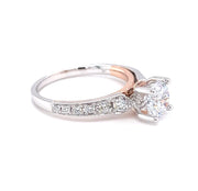 14k White & Rose Gold Accented Vintage Inspired Diamond Engagement Ring by Rego Designs