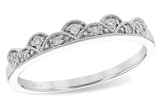 14k White Gold Vintage Inspired Diamond Wedding Band by Allison Kaufman