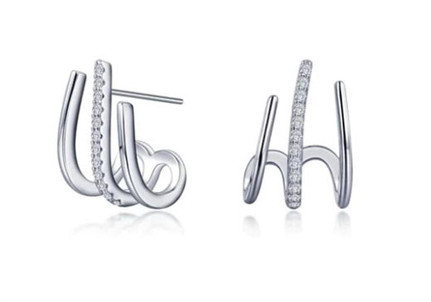 Sterling Silver & Simulated Diamond Split Huggie Earrings by Lafonn