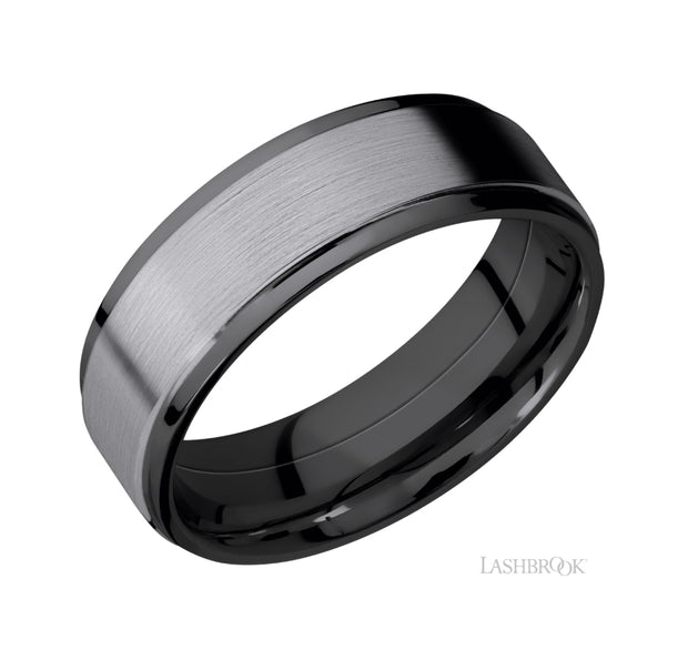 Zirconium & Tantalum Inlay Wedding Band by Lashbrook Designs