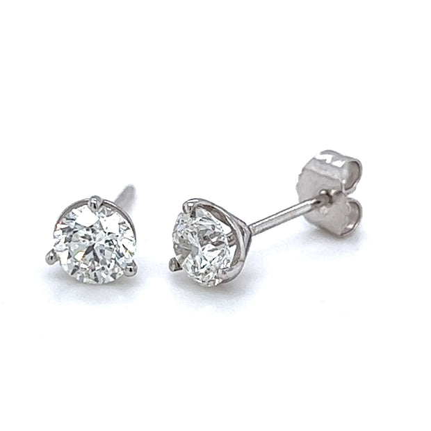 14k White Gold .93 CTW Diamond Stud Earrings