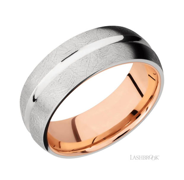 14k White Gold With 14k Rose Gold Sleeve Wedding Band by Lashbrook Designs