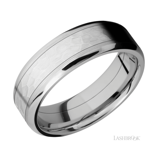 14k White Gold/Cobalt Inlay Wedding Band by Lashbrook Designs