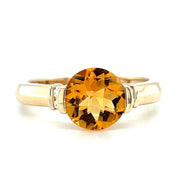Pre-Owned 14k Yellow Gold Comtemporary Inspired Citrine & Diamond Fashion Ring