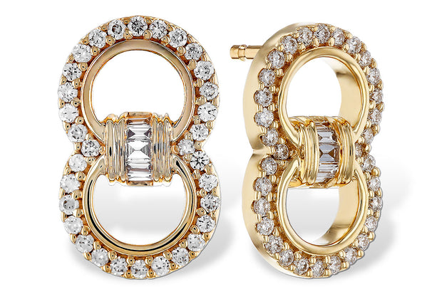 14k Yellow Gold Diamond Circle Fashion Earrings by Allison Kaufman