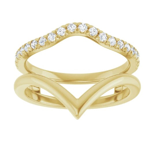 14k Yellow Gold Diamond Chevron Contour Ring Enhancer