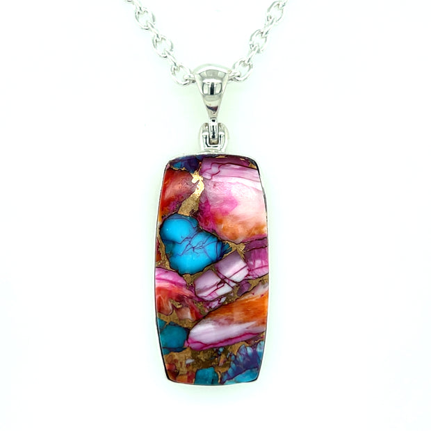 Sterling Silver Spiny Oyster Turquoise Pendant