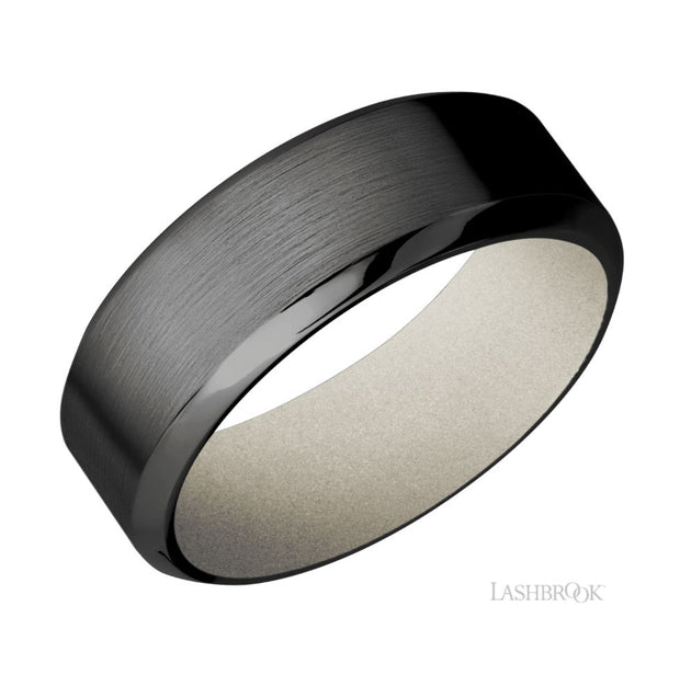 Zirconium & Cerakote Sleeve Wedding Band by Lashbrook Designs