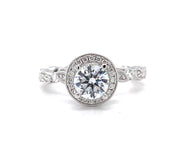 14k White Gold Vintage Inspired Diamond Engagement Ring