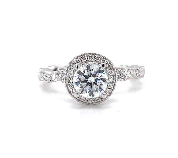 14k White Gold Vintage Inspired Diamond Engagement Ring by Rego Designs