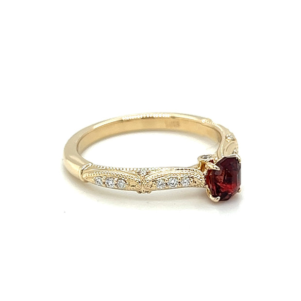 14k Yellow Gold Red Spinel & Diamond Ring by IJC