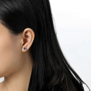 Sterling Silver Lab Grown Blue Sapphire Birthstone Stud Earrings by Lafonn