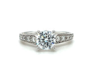 14k White & Yellow Gold Accented Vintage Inspired Diamond Engagement Ring by Rego Designs