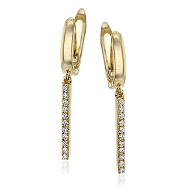 14k Yellow Gold Diamond Fashion Hoop Earrings by Zeghani