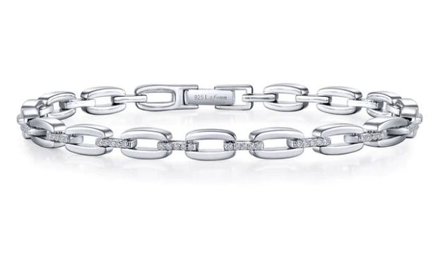 Sterling Silver Paperclip Link Simulated Diamond Fashion Bracelet by Lafonn