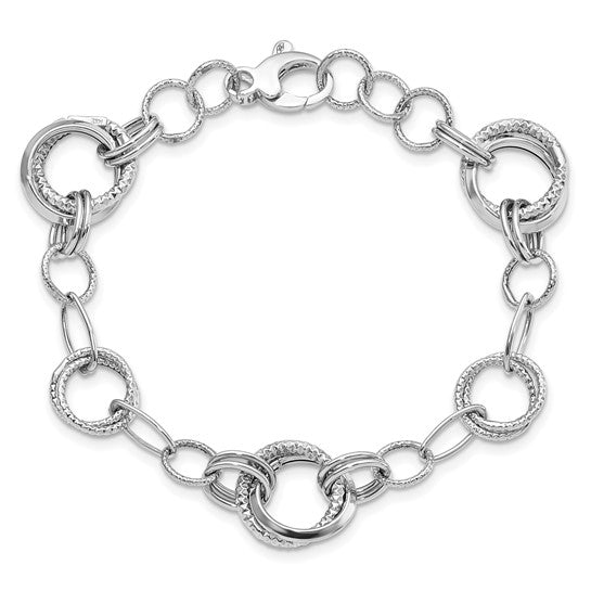 14k White Gold Open Circle Link Fashion Bracelet