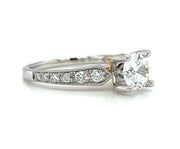 14k White & Yellow Gold Accented Vintage Inspired Diamond Engagement Ring by Rego Designs