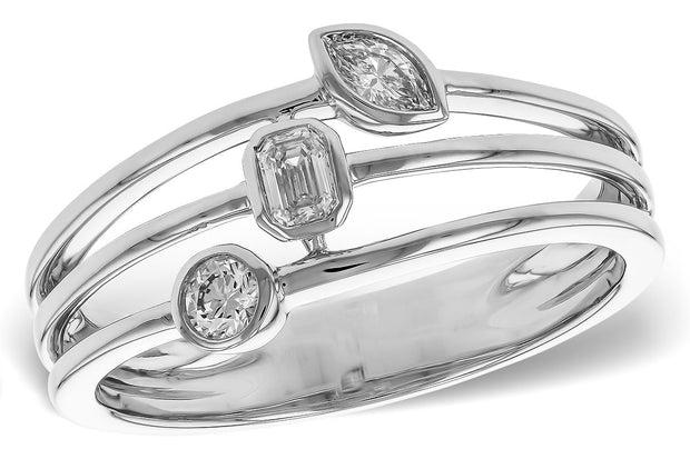14k White Gold Diamond Multi Row Fashion Ring by Allison Kaufman