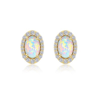 Sterling Silver Simulated Opal & Simulated Diamond Stud Earrings by Lafonn