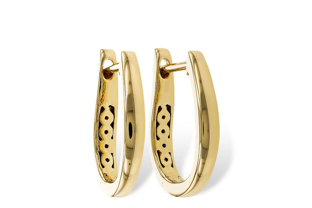 14k Yellow Gold Oval Metal Fashion Hoop Earrings by Allison Kaufman