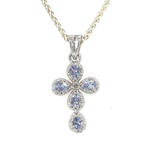 Sterling Silver Tanzanite Cross Pendant