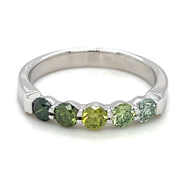 14k White Gold Ombre Green Diamond Band by IJC