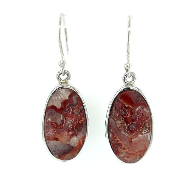 Sterling Silver Crazy Lace Agate Earrings