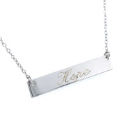 Sterling Silver 'Hope' Engravable Bar Necklace