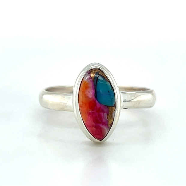 Sterling Silver Spiny Oyster Turquoise Ring