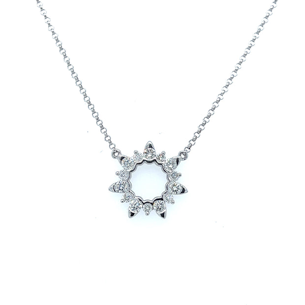 18k White Gold Diamond Fashion Open Circle Necklace