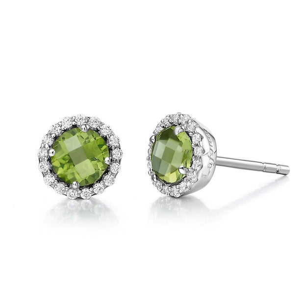 Sterling Silver Peridot Birthstone Stud Earrings by Lafon