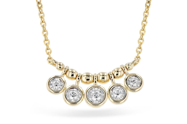 14k Yellow Gold Bezel Dangle Diamond Bar Fashion Necklace by Allison Kaufman