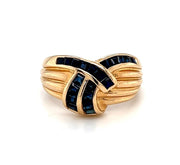 Pre-Owned 14k Yellow Gold Vintage Inspired Blue Sapphire Band