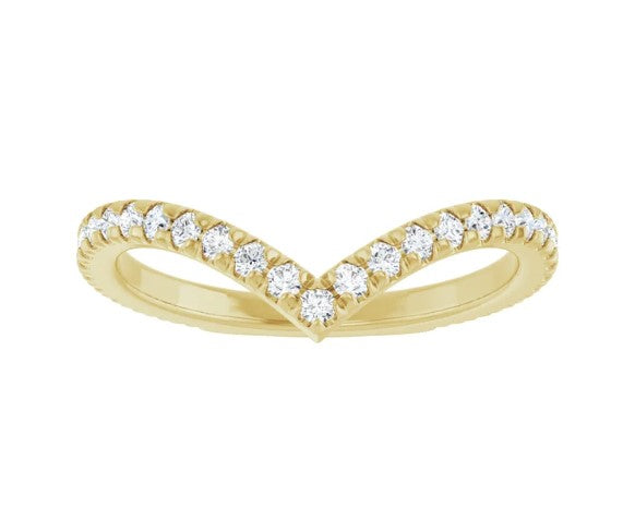 14k Yellow Gold Diamond Chevron Wedding Band