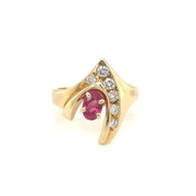 Pre-Owned 14k Yellow Gold Contemporary Ruby & Diamond Ring