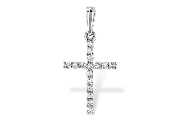 14k White Gold Diamond Cross Pendant by Allison Kaufman