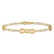 14k Yellow Gold Polished/Textured Fancy Link Fashion Bracelet