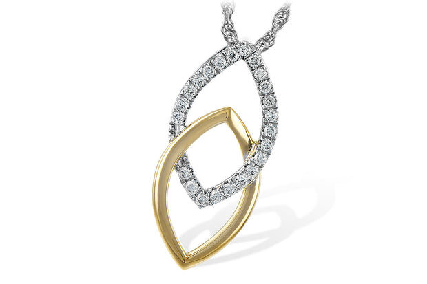 14k Yellow Gold Bezel Dangle Diamond Bar Fashion Necklace by Allison Kaufman