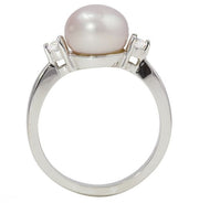 14k White Gold Akoya Cultured Pearl & Diamond Ring by Rego Designs