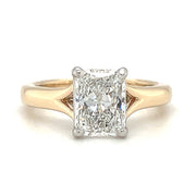 Pre-Owned 14k Yellow Gold/Platinum 1.40 ct Radiant Cut Diamond Solitaire Engagement Ring
