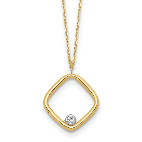 14k Yellow Gold Cushion Drop Cubic Zirconia Necklace
