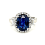 Pre-Owned Platinum Blue Sapphire & Diamond Ring