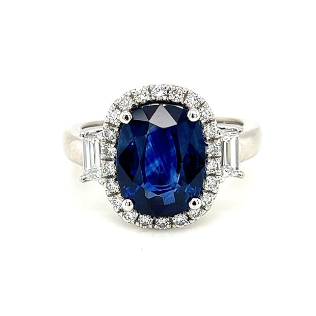 Pre-Owned Platinum Blue Sapphire & Diamond Ring
