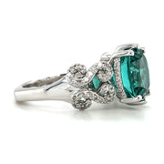 14k White Gold Green Tourmaline & Diamond Ring by IJC