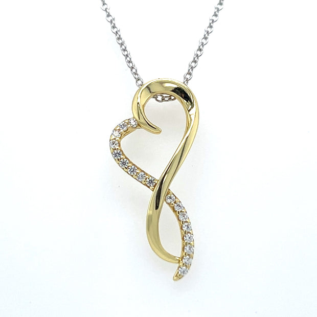 Sterling Silver/Gold Plated Simulated Diamond Infinity Heart Necklace by Lafonn