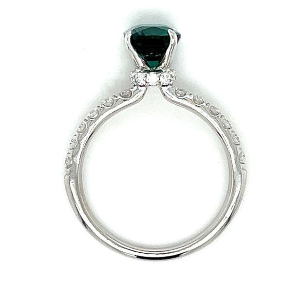 18k White Gold Green Tourmaline & Diamond Ring by IJC