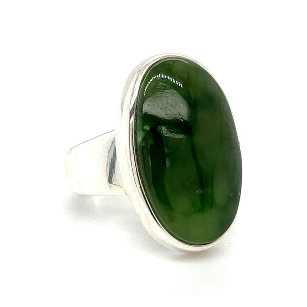 Sterling Silver Green Jade Ring