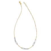 14k Two Tone Gold Fancy Paperclip Link Fashion Necklace