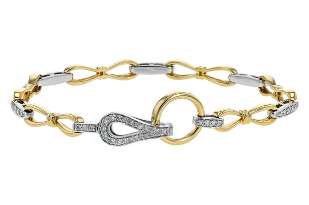 14k Two Tone Gold Diamond Fancy Link Fashion Bracelet by Allison Kaufman