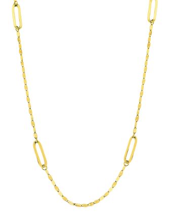 14k Yellow Gold Paperclip Link On Forzentina Chain Necklace